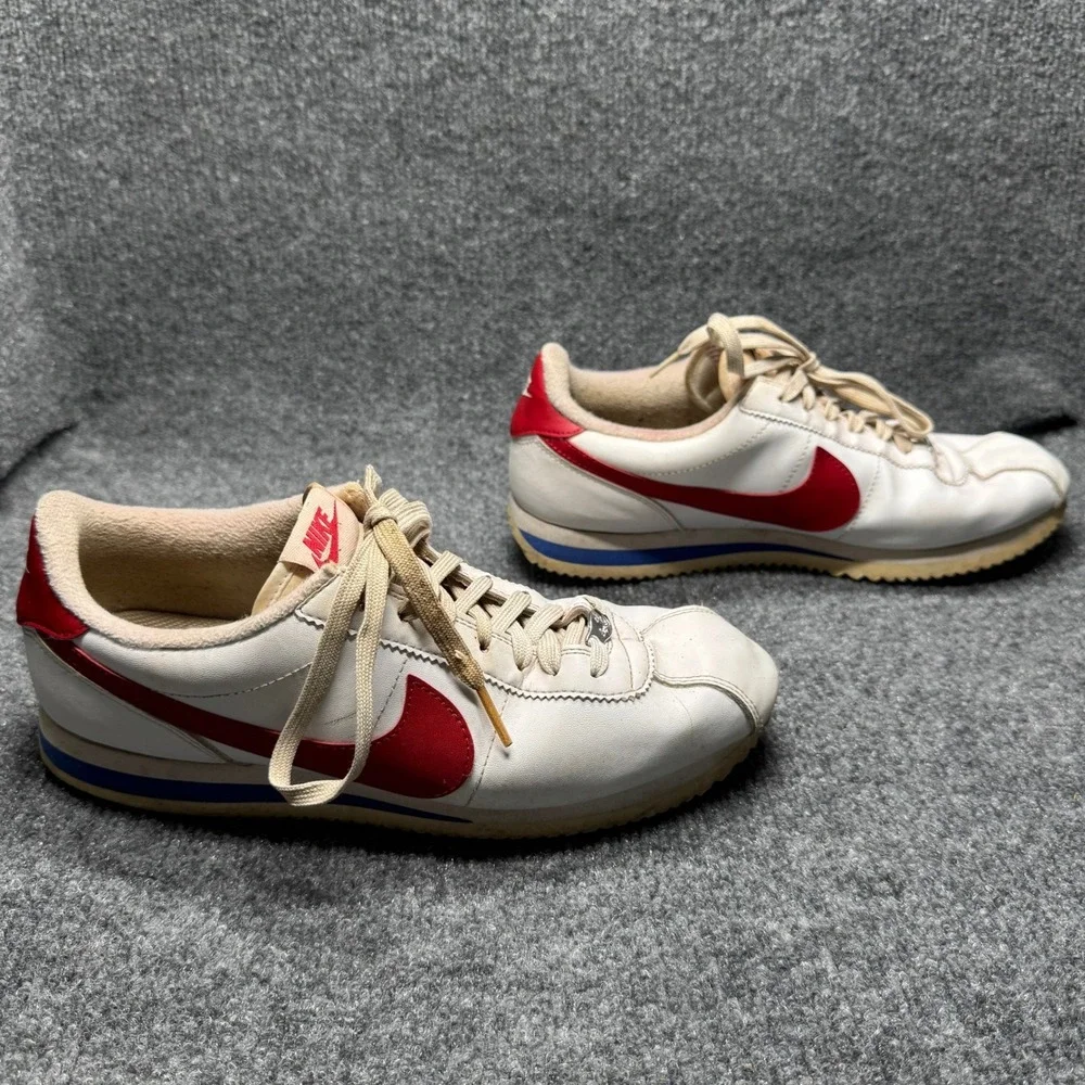Nike Cortez Basic Mens 9 White Red Blue Forrest Gump Retro Sneakers 819719-103